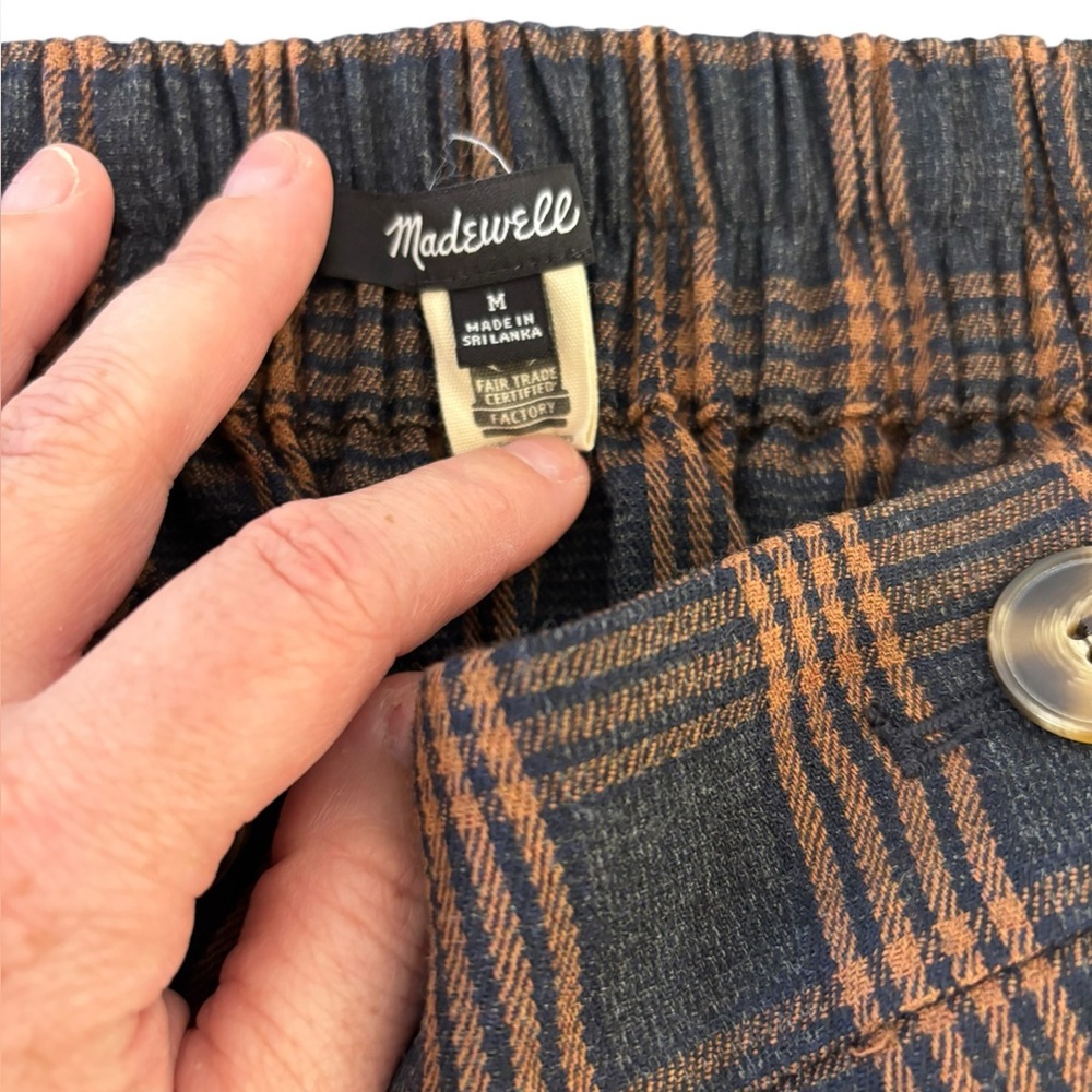 Madewell Plaid Mini Skirt in Brown/Black Double Breasted Button Detail Size M - Picture 5 of 8
